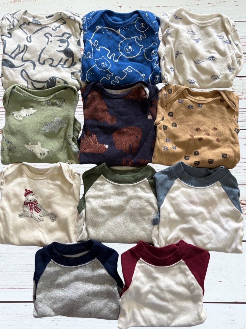 Carter’s Baby Boys 3 Month Long Sleeve Bodysuit Bundle | Lot of 11 bodysuits